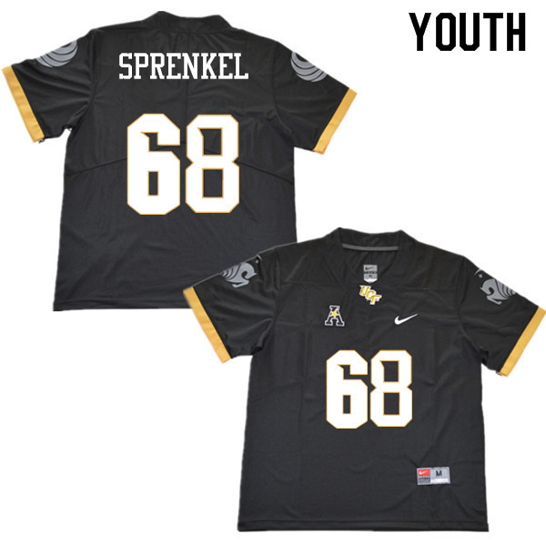 Youth #68 Charles Sprenkel UCF Knights College Football Jerseys Sale-Black